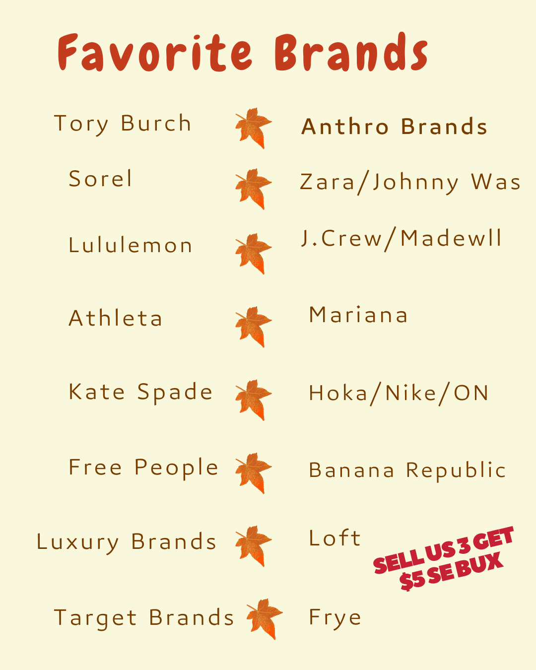A list of all of our favorite brands included in our buy drive